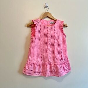 Vineyard Vines Sea Spray Eyelet Peplum Pink Sleeveless Top XXS tropical pink